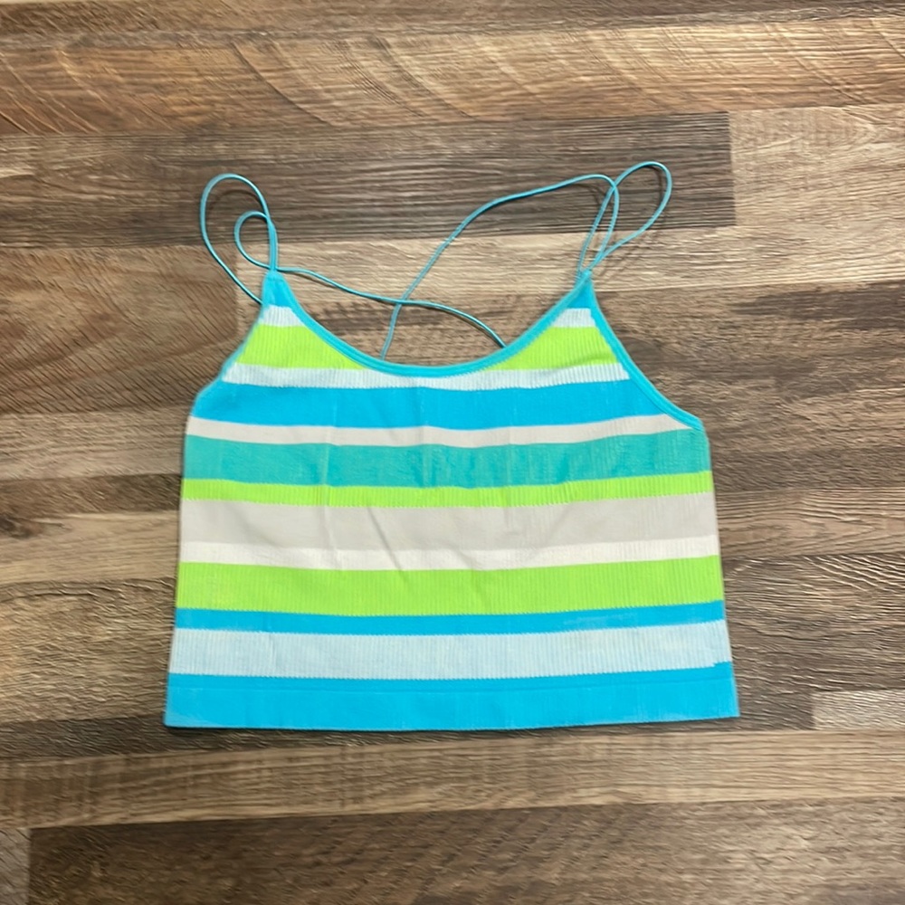 neon striped crop top